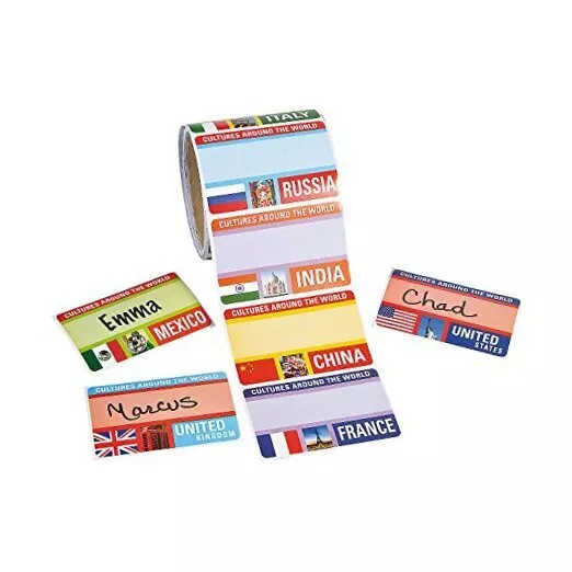 Around The World Name Tags/Labels - 2 Pieces - Educational and Learning