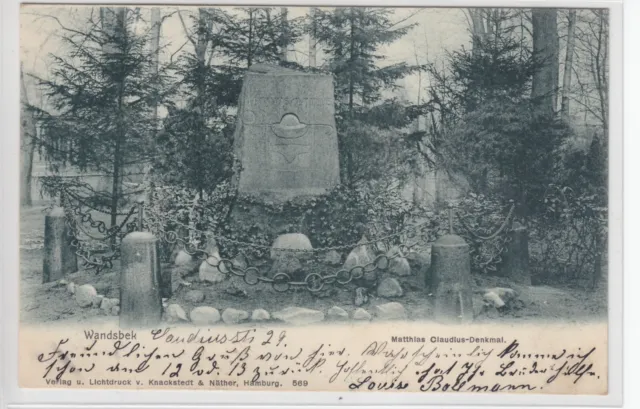 AK Hamburg, Wandsbek, Matthias Claudius-Denkmal, 1901
