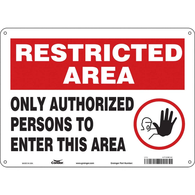 CONDOR 472W96 Safety Sign,10 inx14 in,Aluminum