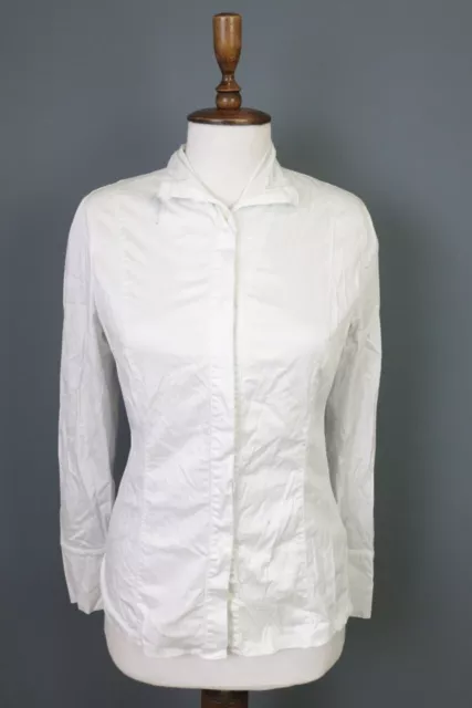 Woman's Wolford White Long Sleeve Button Down Top Shirt Size S / 38