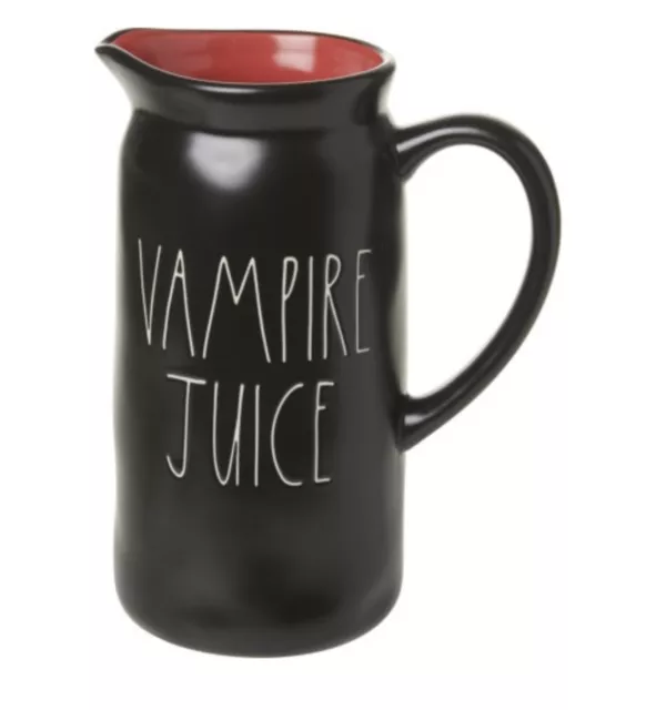 Rae Dunn Vampire Juice Black & Red Ceramic Pitcher Jug Halloween Horror Dracula