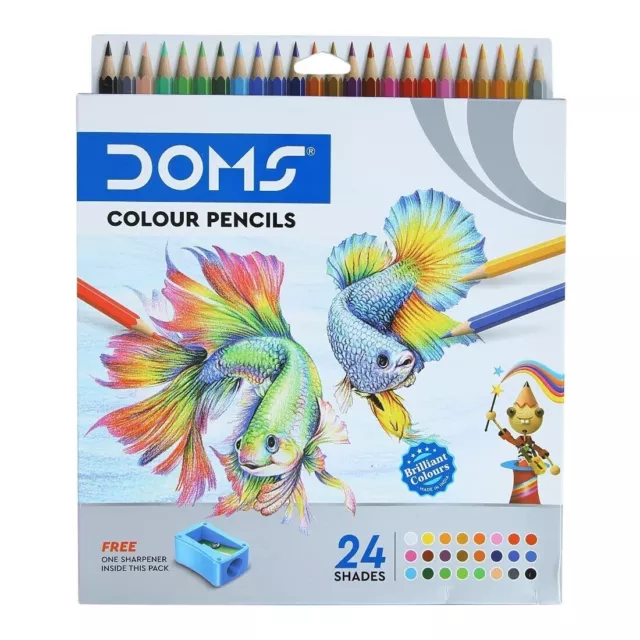 Lápices de colores DOMS de 24 tonos, sacapuntas gratis con cada paquete,...