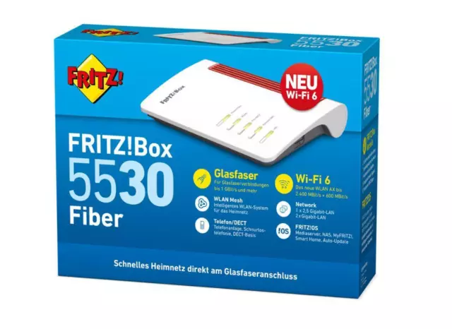 AVM FRITZ!Box 5530 Fiber Glasfaser-Power schnelles Wi-Fi 6 bis zu 1.000 MBit/s