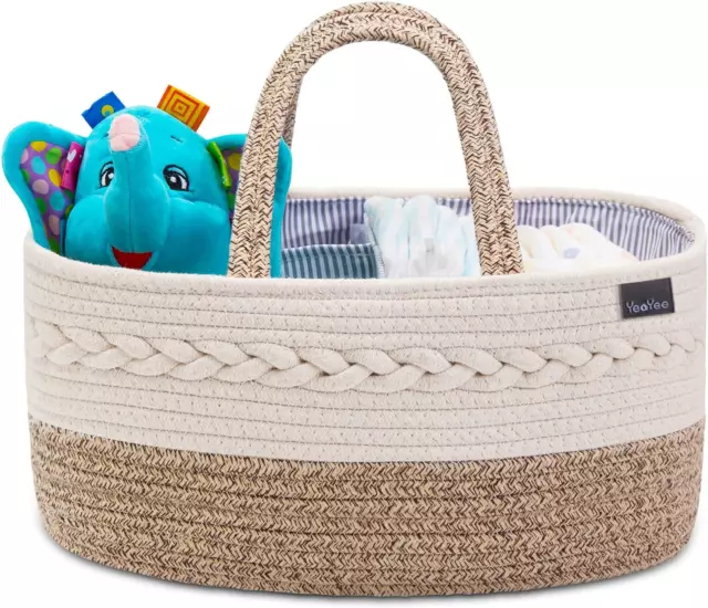 Yeayee Baby Diaper Caddy Organizer, Portable Nursery Storage Basket with Changea