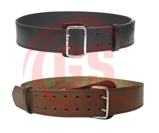 Sam Browne Black Genuine Calf Leather DUTY BELT 3.5m Thick Leather Belt 2'' wide