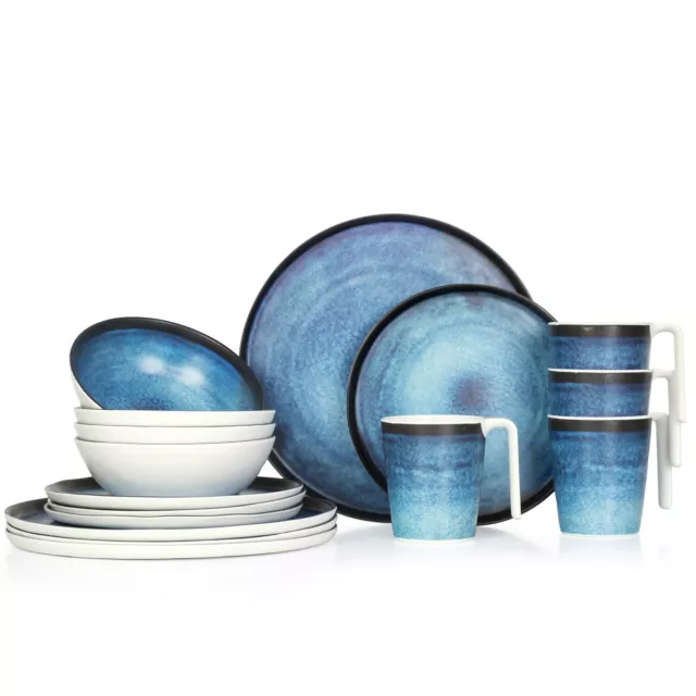 Set stoviglie melamina bicchieri tazze stoviglie da campeggio blu stoviglie servizio da tavola