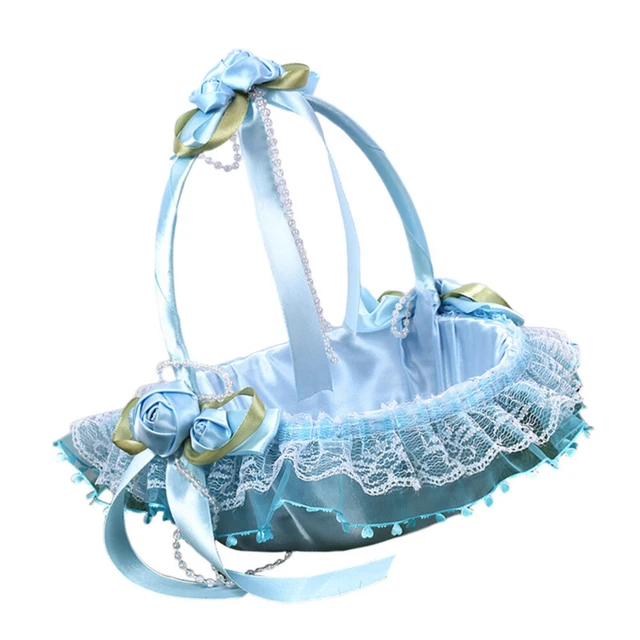Banchetto di nozze raso cesto di nozze baskert matrimonio nodo fiocco cesto fiori