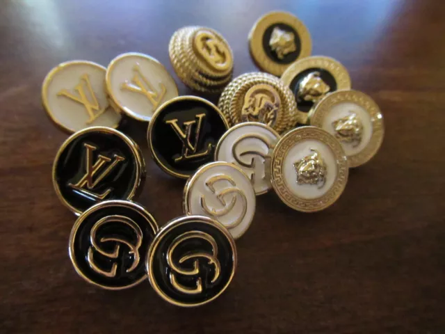Lot 6 Vintage LV Gold Classic Metal Buttons 17mm 0,67 inch Louis