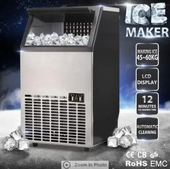 RETURNs Maxkon Ice Maker Machine 45~60KG/Day Portable Ice Cube Auto Commercial I