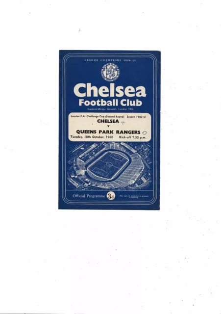 1960/61 Chelsea v QPR London FA Challenge Cup Football Programme
