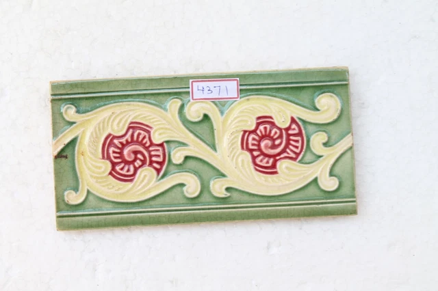 Japan antique art nouveau vintage majolica border tile c1900 Decorative NH4371