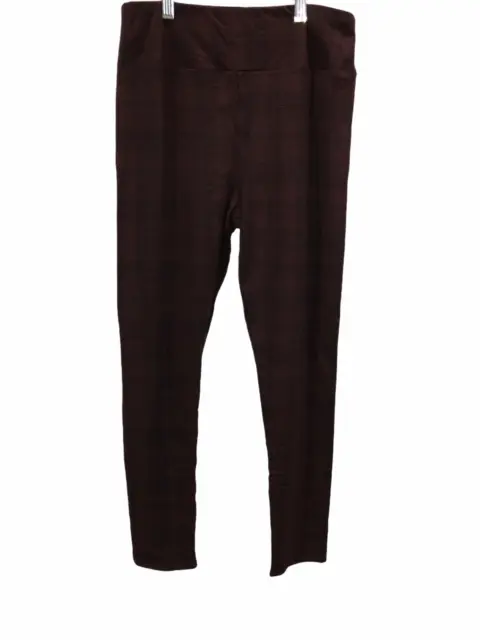 Legacy Women's Pull-on Brushed Jersey Leggings Pant Plaid Raisin Small Size