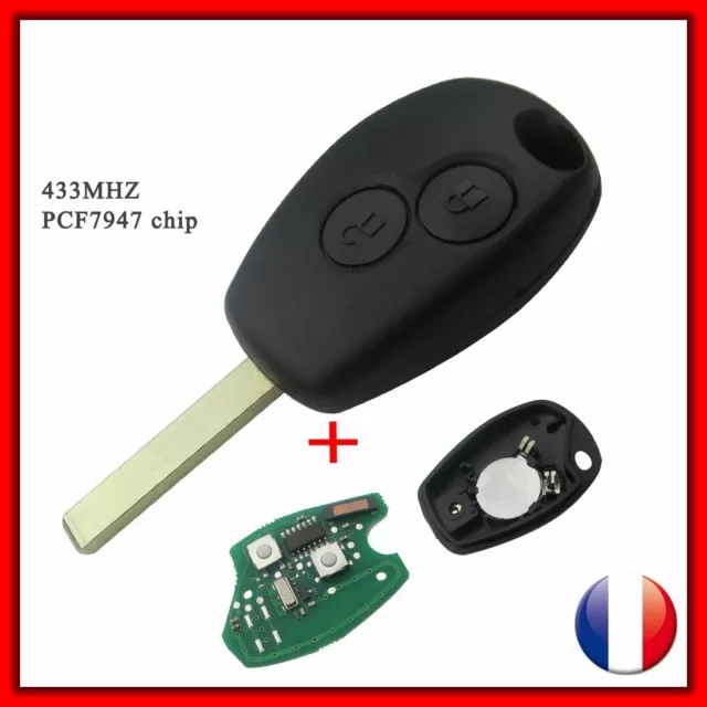 Clé électronique vierge Pcf 7947 Compatible Megane/Scenic/Twingo/Clio/Espace FR