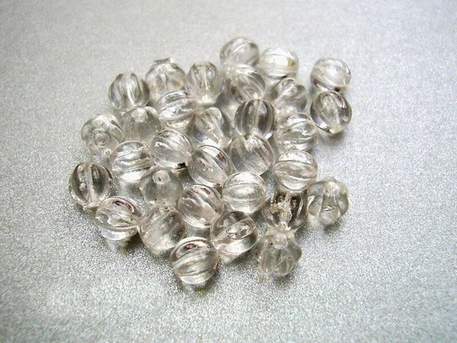 30 Glasperlen Melonenperlen Faltenperlen 6 mm - Farbauswahl