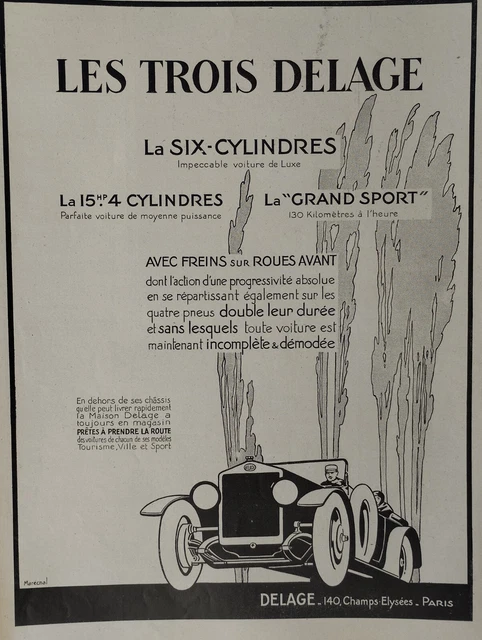Vintage Print Ad 1924 Three Delage Automotive Press Advertisement