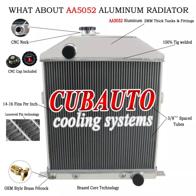 4 Row Aluminum Radiator fit 1942-1948 Ford Mercury Coupe Sedan Deluxe Chevy V8