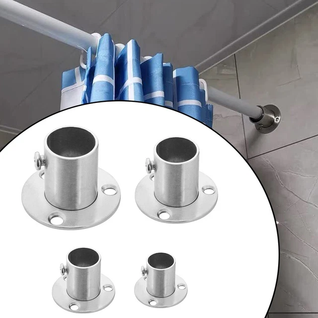 4 Staffe Per Asta Armadio In Acciaio Inox Nero A Forma Di U - Supporti Per Tubi Da 32 Mm Con Viti E Regolatori - 2
