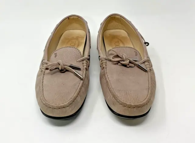 Tod's Gommino Loafers Moccasins Driving Shoes Size 38.5 Tan Sand Brown