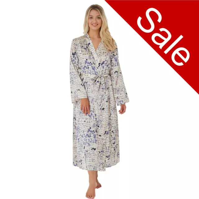 Ivory Satin Long Full Length Dressing Gown Wrap Bath Robe Kimono Size 10 12