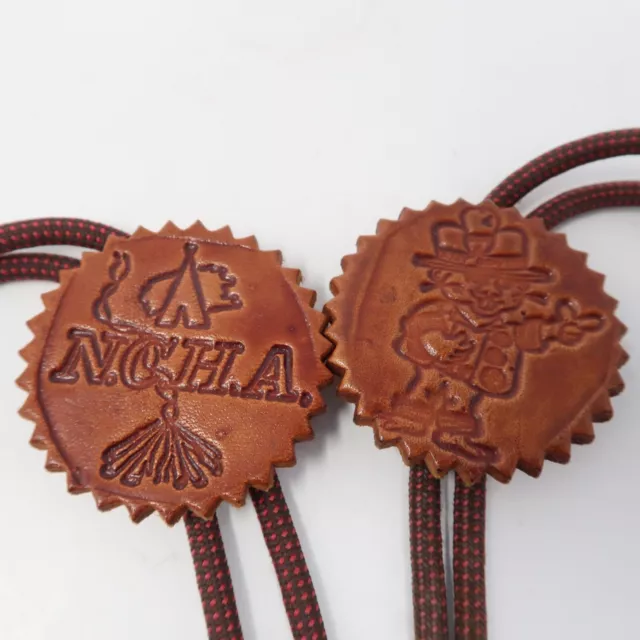Vintage 1970s NCHA National Campers and Hikers Association Leather BOLO TIES g4