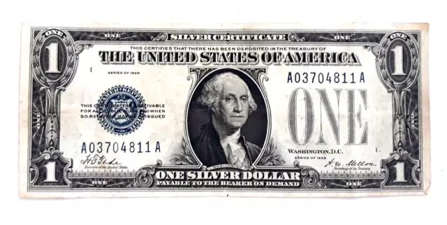 1928 One Dollar Silver Certificate $1.00 Funny Back Blue Seal  **Nice**