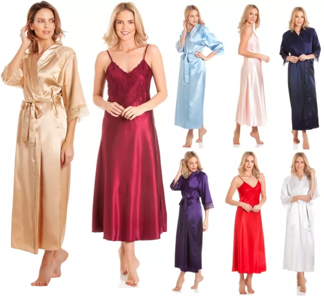 LADIES LONG LACE Detail SATIN Nightdress or Dressing Gown by LADY OLGA - UK  MADE £19.99 - PicClick UK