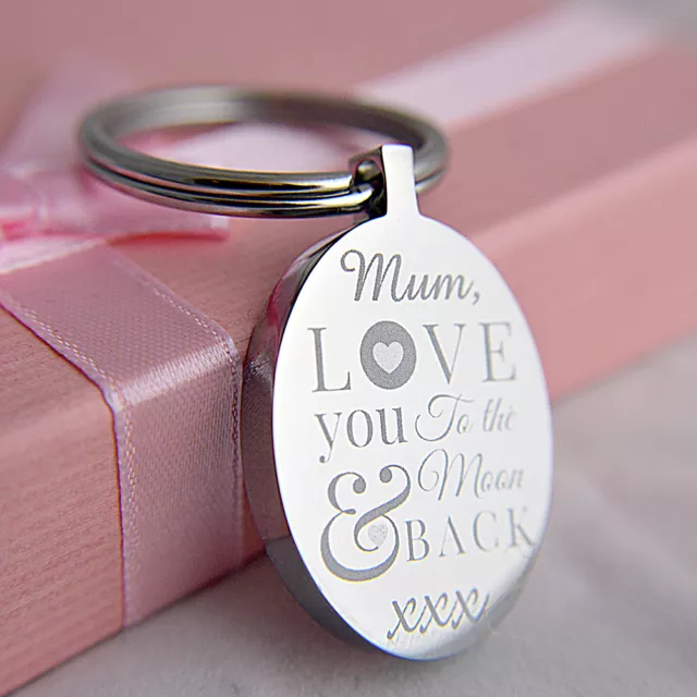 Oval Keyring Engraved "Love You to The Moon & Back"  for Father's day Gift