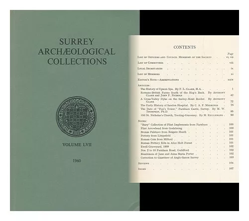 SURREY ARCHAEOLOGICAL SOCIETY. S. S. FRERE (ED. ) Surrey Archaeological Collecti