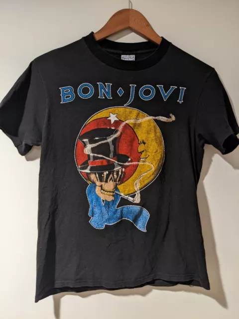 Vintage Bon Jovi 1987 Rare Band Music Tour Black Medium T-Shirt