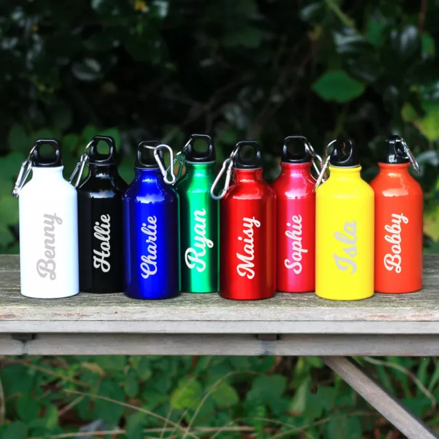PERSONALISED Engraved Water Bottle with Carabiner Clip 400ml Back to School