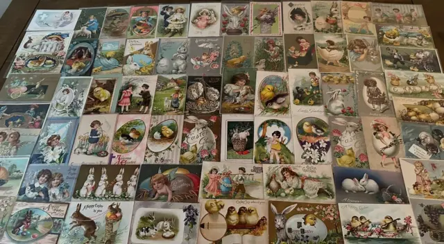Big Quality Lot of 75 Vintage Easter Postcards~Rabbits~Chicks~Kids~in Sleeves
