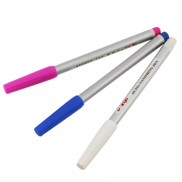 3Pcs(White, Blue, Pink) Water Erasable Vanishing Fabric Marker Cloth Ink Pen B