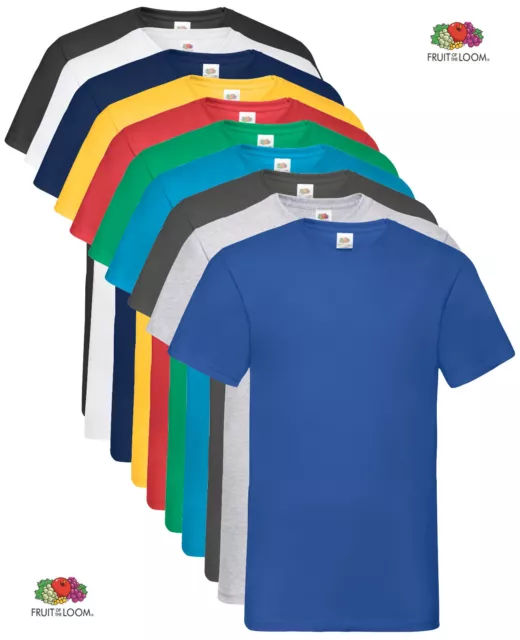 Fruit of the Loom Plain Cotton Short Sleeve V Vee Neck T-Shirt Tee Shirt S-5XL