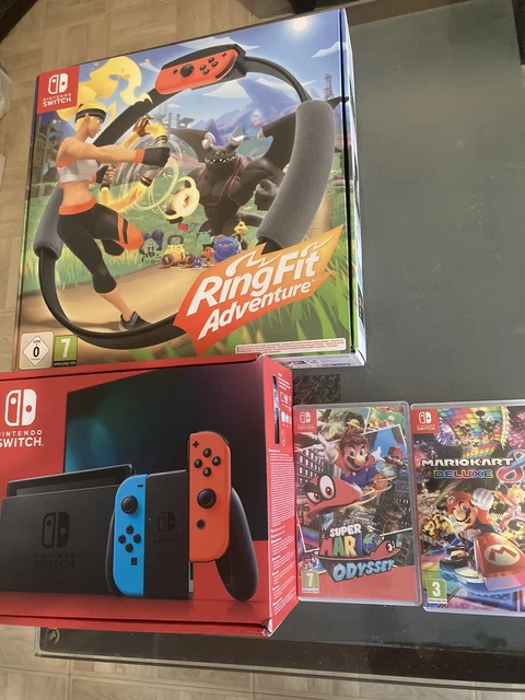 Nintendo Switch 32 Go Console+Super Mario Odyssey+MarioKart 8+ RingFit Adventure