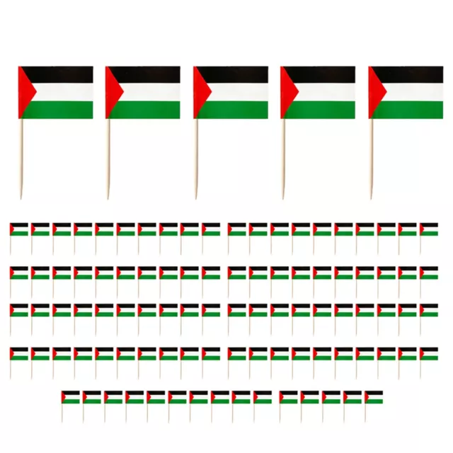 Pack de 100 drapeaux cure-dent accrocheurs Celebrate Palestine avec un œil accr