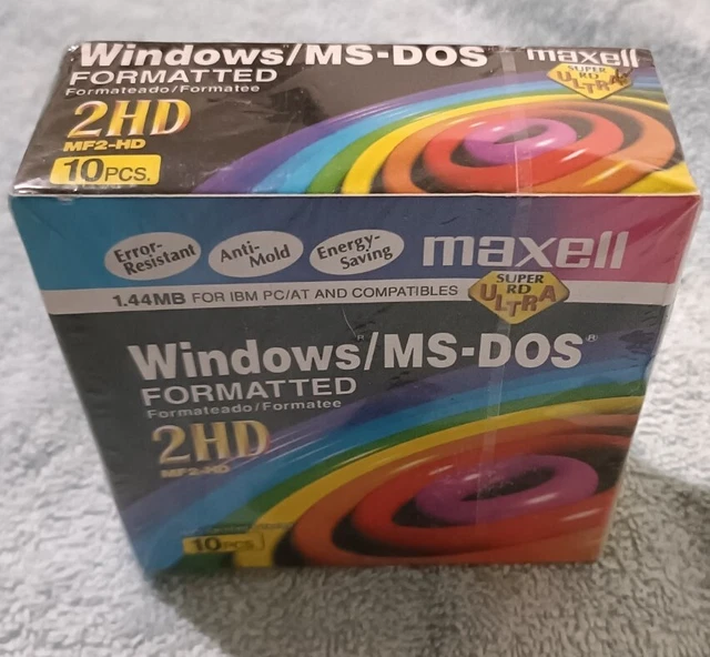 SEALED! 1990s MAXELL 10 X 1.44 MB  COMPUTER WINDOWS DOS FLOPPY DISC AUSTRALIA!