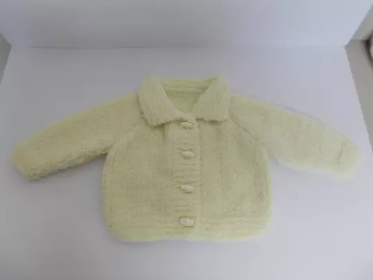 Hand Knitted Baby Jacket with Collar Lemon 0-3 Months Baby Soft