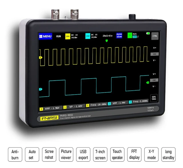 7& DUAL CHANNELS Digital Oscilloscope 2CH 100MHz Bandwidth 1GSa/s ...