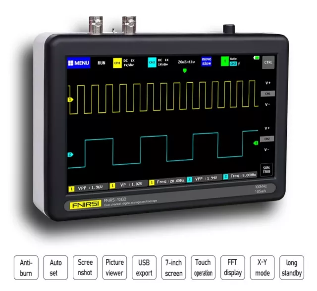 FNIRSI 1013D Mini 7 "Touch Panel 2CH Digital Oscilloscope 100MHz Bandwidth 1GS!