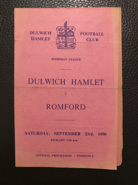 23.9.1950. Dulwich Hamlet v Romford, (Isthmian League).