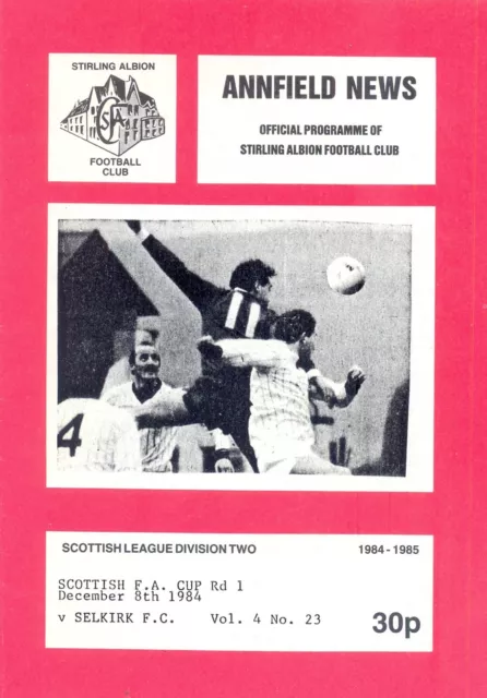 STIRLING ALBION v SELKIRK SCOTTISH CUP 8 DEC 1984 SCORE OF THE CENTURY 20 - 0