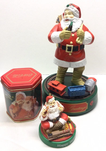 Christmas Coke/Coca Cola Santa Claus Mechanical Ertl Train Bank Ornament Candle