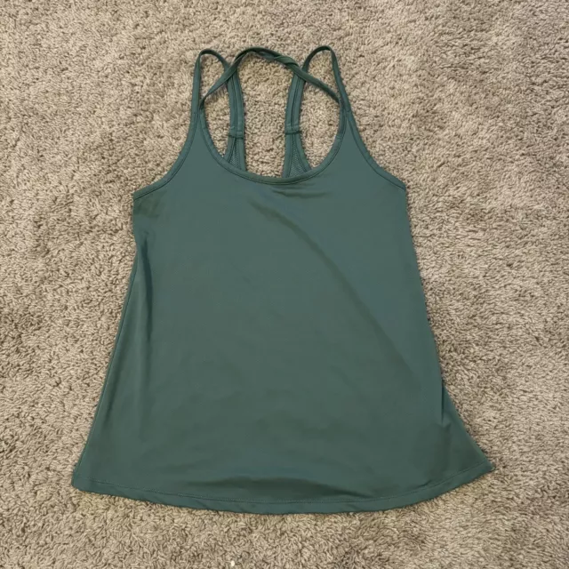 Old Navy Active Go-Dry Strappy Open Back Tank Top Green Dri- Loose Fit Size XS