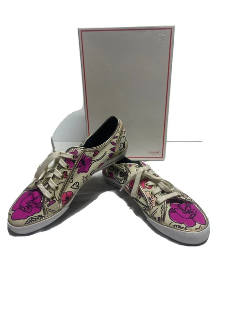 Coach Dee Daisy Floral Print tennis shoes Size 8.5 A1478 EUC