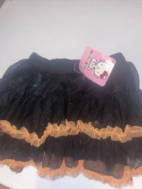 Hello Kitty Halloween Tutu Tulle Skirt Black & Orange Toddler Size 3T