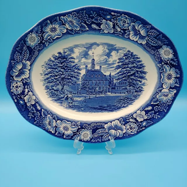 Liberty Blue Staffordshire Governor's House 12" Oval Platter Plate