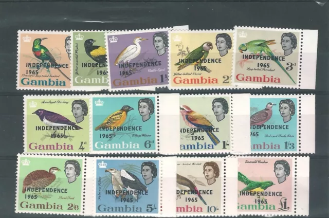 GAMBIA 1965 SG215/27 set of 13 Birds - opt INDEPENDENCE - MNH