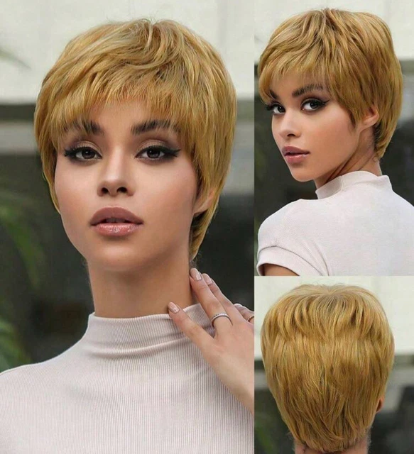 Perruque 100% Cheveux Humains Bruns Moyens 12 Pouces - Frange, Bouclée, Bonnet Monofilament, Neuf