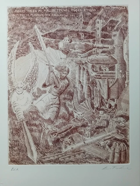 Aquaforte Lucio Trovamala Nuclear War Signed Cuttlefish 35.0x49.5 cm 70s Aquaforte Lucio Trovamala Nuclear War Signed Cuttlefish 35.0x49.5 cm 70s