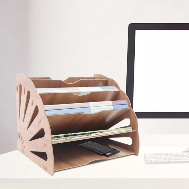 Wood Desktop File Folder Organizer Fan-shaped Mail Letter Storage Sorter Holder